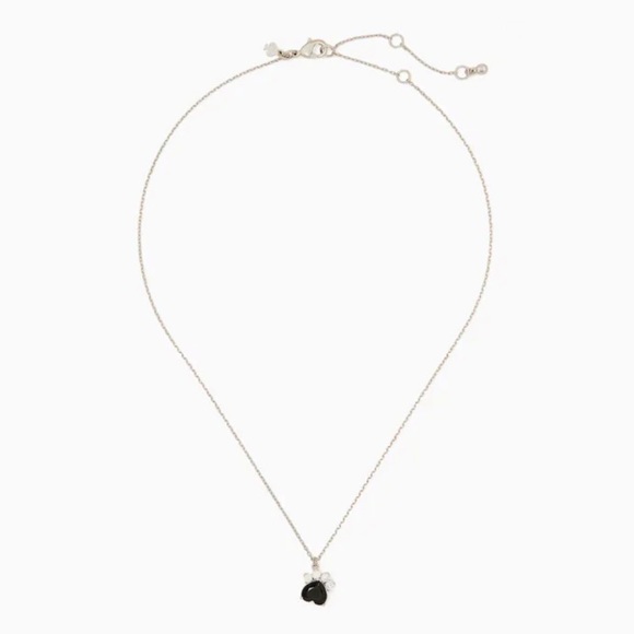 ♠️Kate Spade Pawesome Dog Paw Print 🐾 Pendant Necklace Clear /Black /Silver NWT - Picture 2 of 5